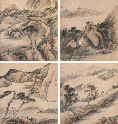 佚名 山水册页 册页（八开选四）